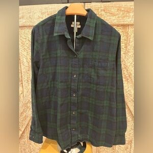 L L Bean Women’s Scotch Plaid Button-Up Shirt size XL Relaxed Fit
